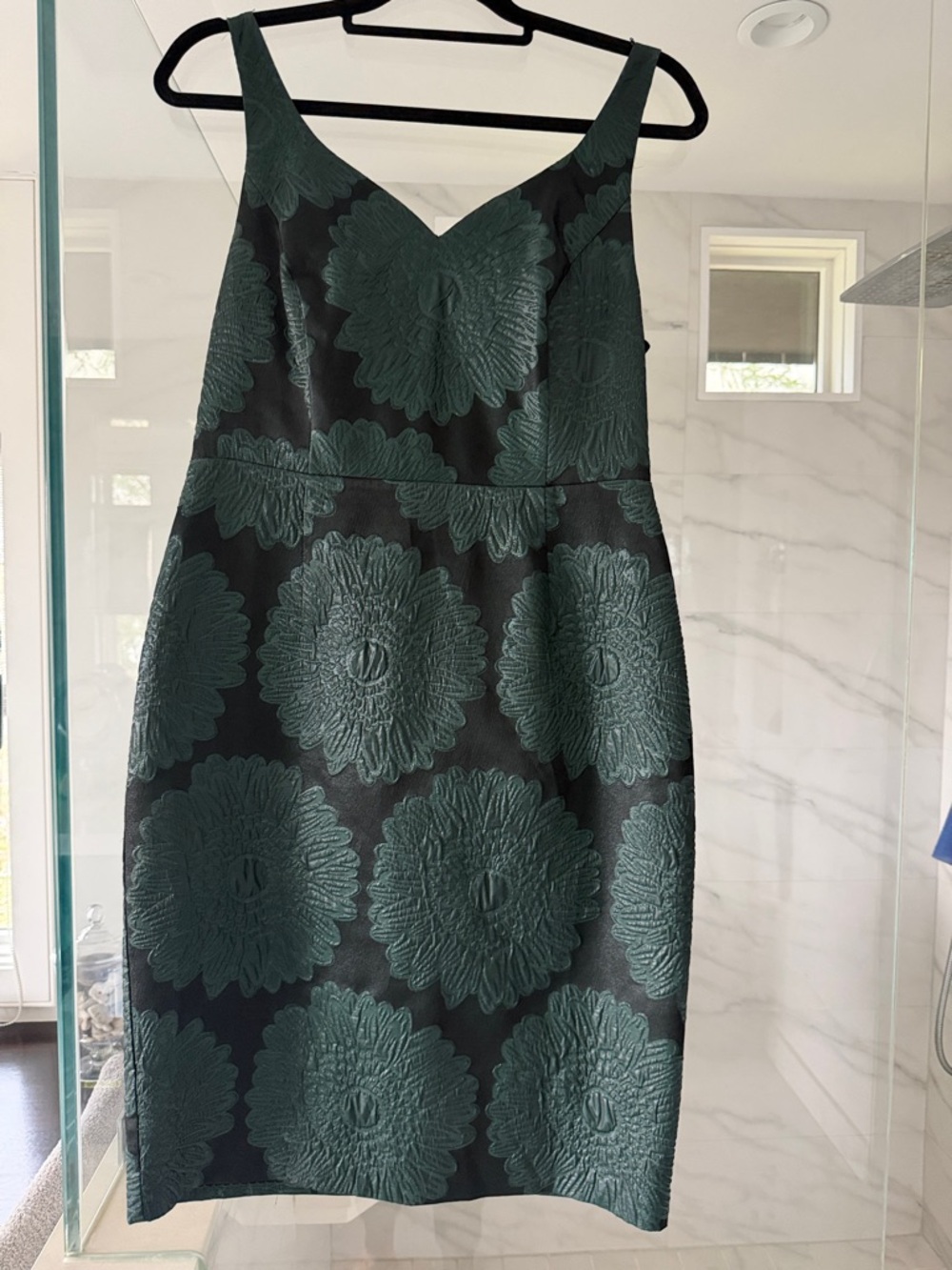 Anthropologie leifsdottir Dark Green Floral Jacquard Sheath Dress Sz 10